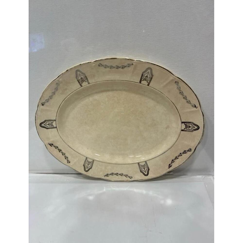 Nasco Vintage Oval Serving Platter the "Platinum Garland Swags" pattern model